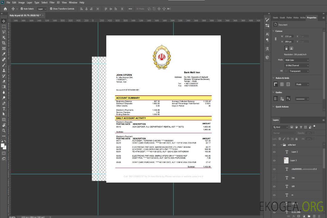 Banque Iran Melli template